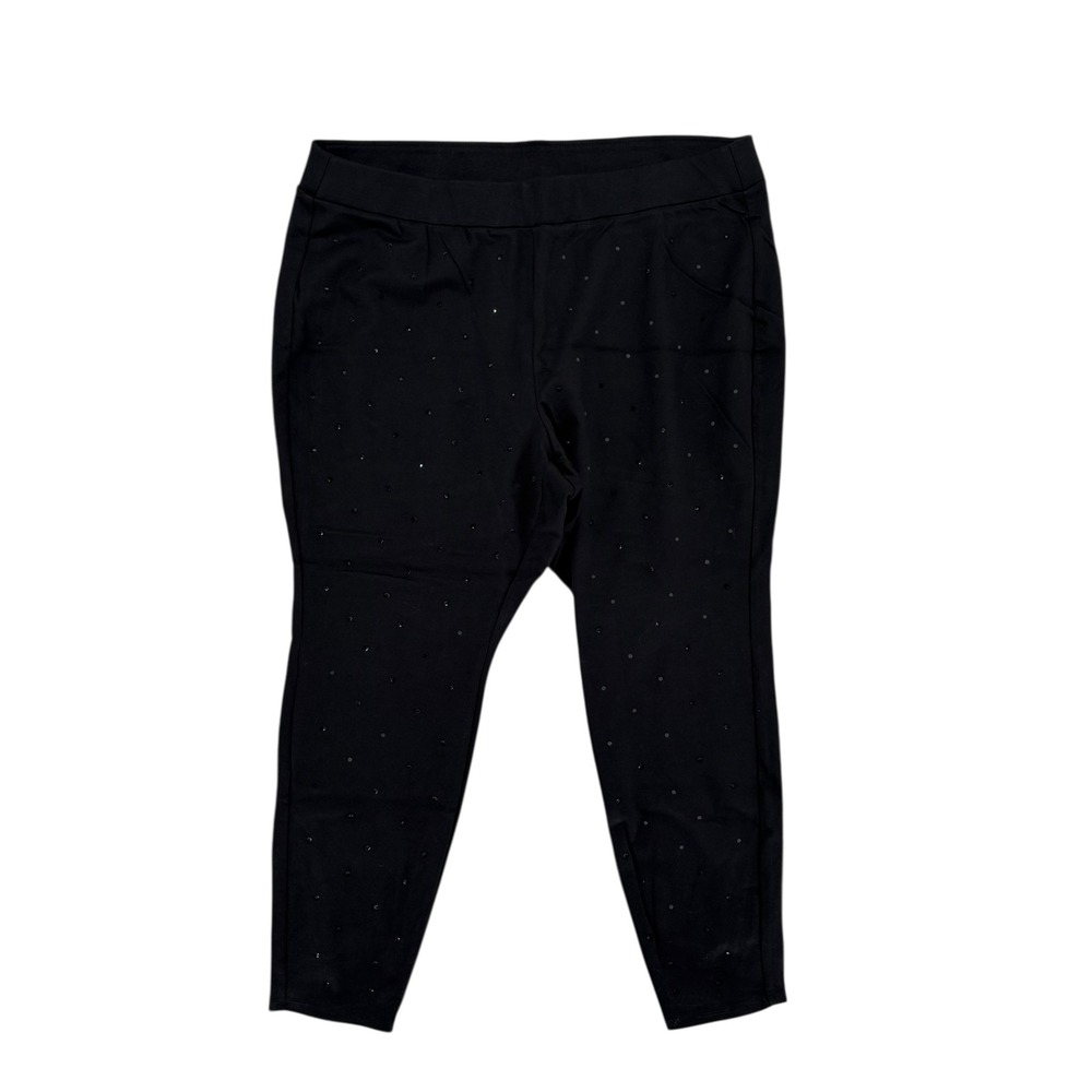Lane‎ Bryant Black Pants Women's 22 24 Rhinestone Embellished Stretchy Leggings
